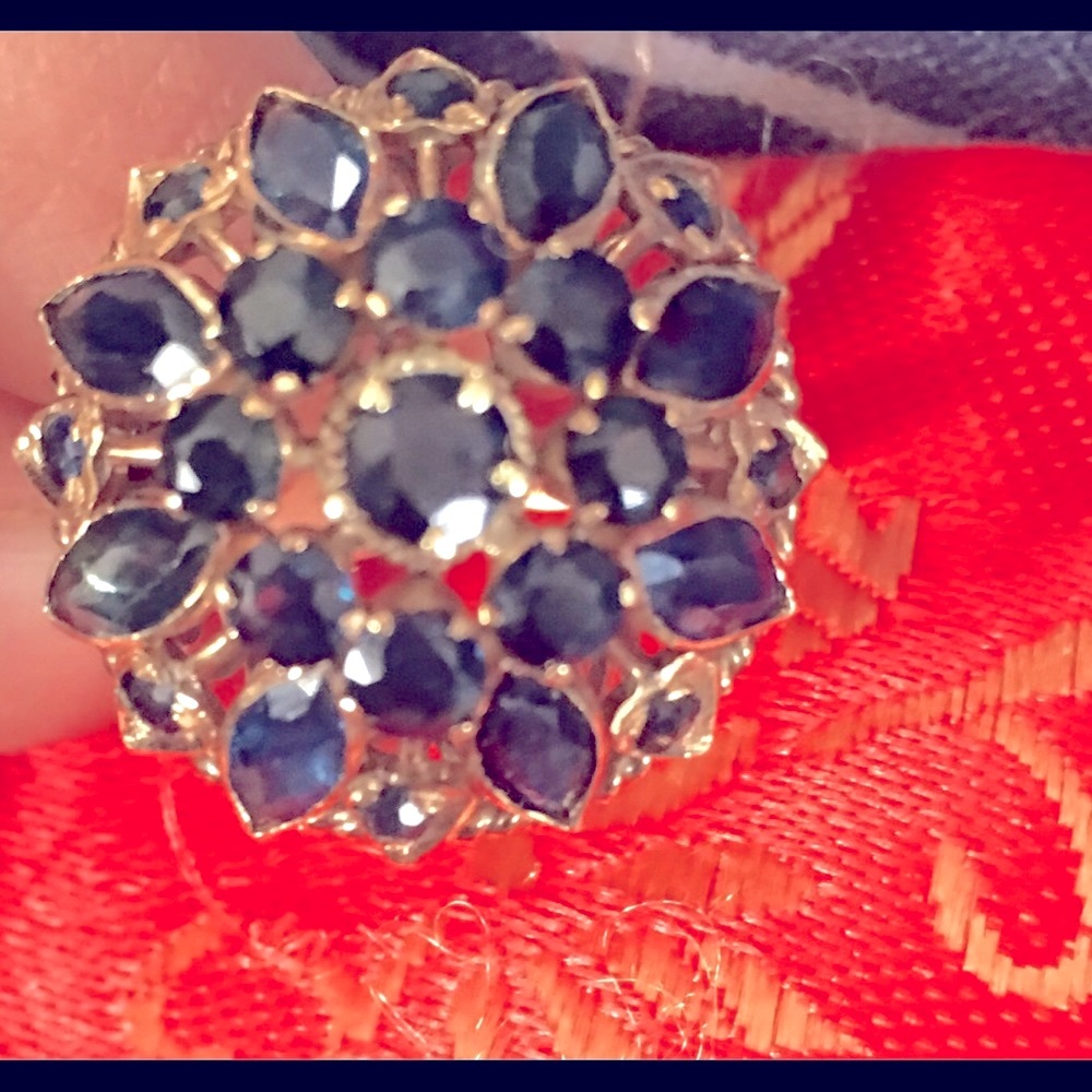 14k solid gold natural blue sapphire ring